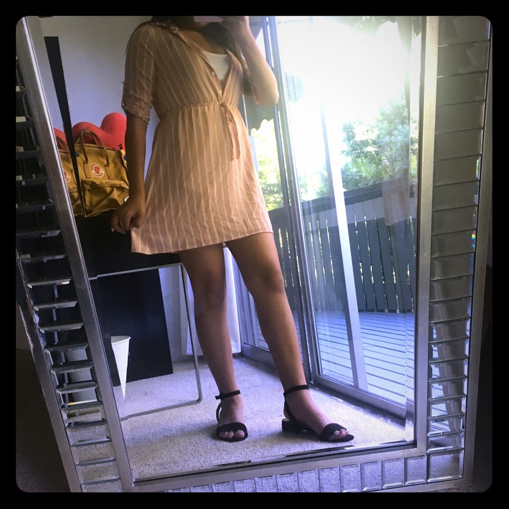 $18 pink and white dress